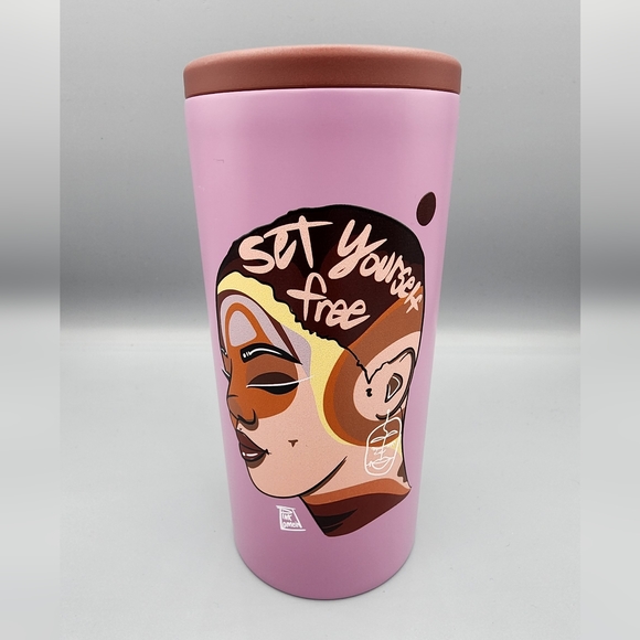 New Pink Lomein Set Yourself Free 12 oz Slim Can Cooler Bpa free - Picture 1 of 3